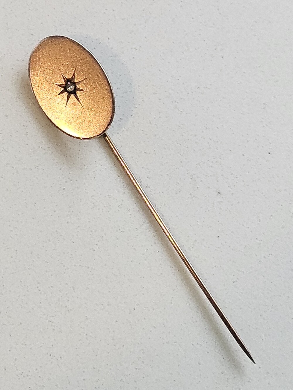 Antique 14k Yellow Gold Stick Pin with Diamond